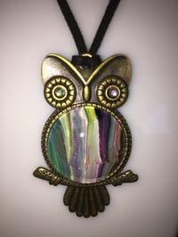 Copper Owl Pendant on a Brown Cord