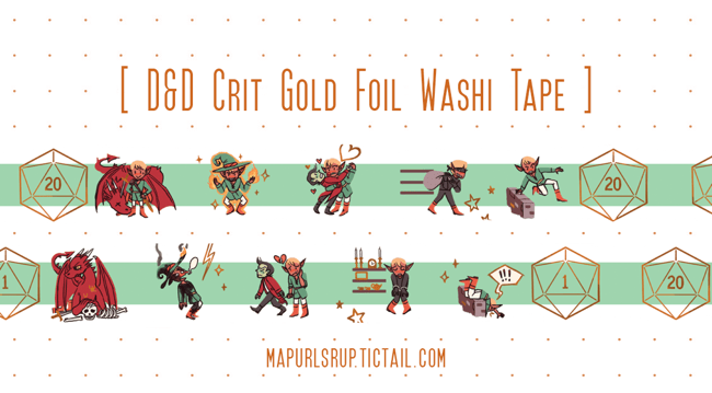 Critical Hit/Critical Miss! Gold Foil Washi