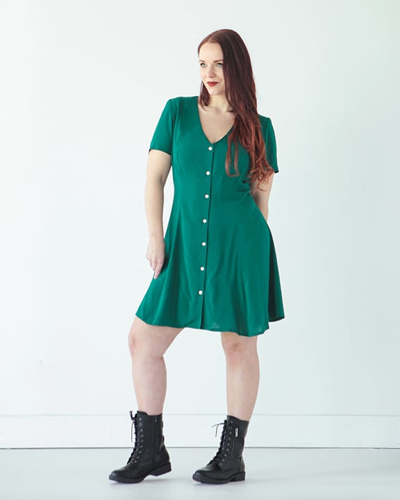 green romper dress