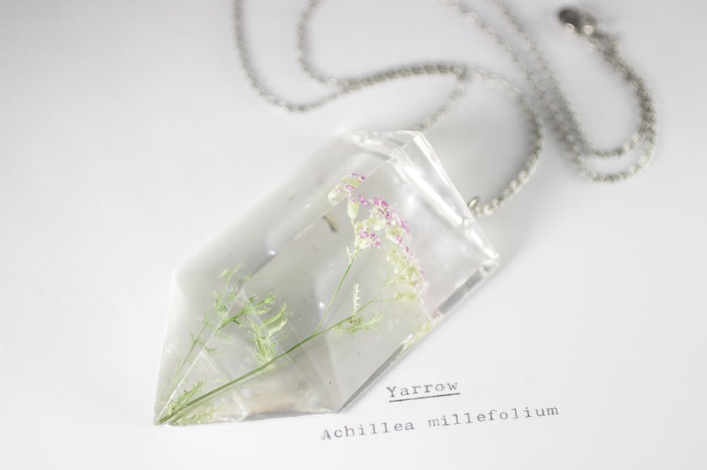 Image of Pink Yarrow (Achillea millefolium) - Chunky Statement Piece Prism Necklace