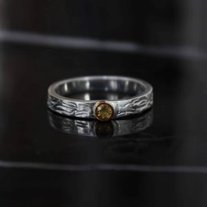 Image of Yellow Sapphire 18k gold plated x silver flat band ring