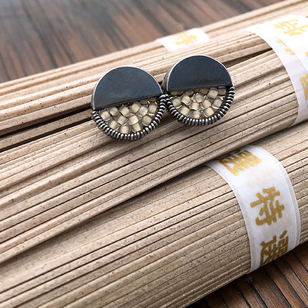 Image of Small Stud Earring - Cream