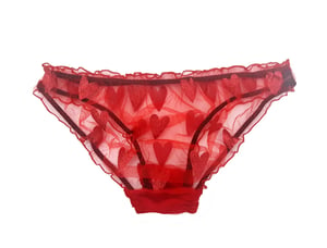 Image of LOLA Red Glitter heart Tulle Scrunchie knicker