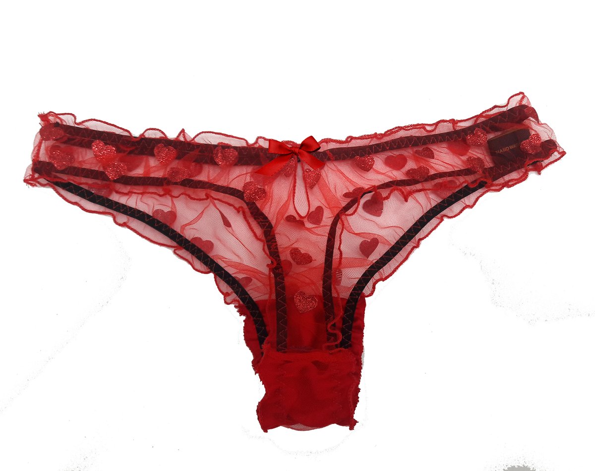 La Lilouche | LOLA Red glitter Hearts Tulle Thong La Lilouche | LOLA Red glitter Hearts Tulle Thong