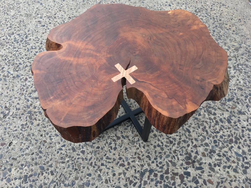 Image of Alder Side Table with Curly Maple Inlay