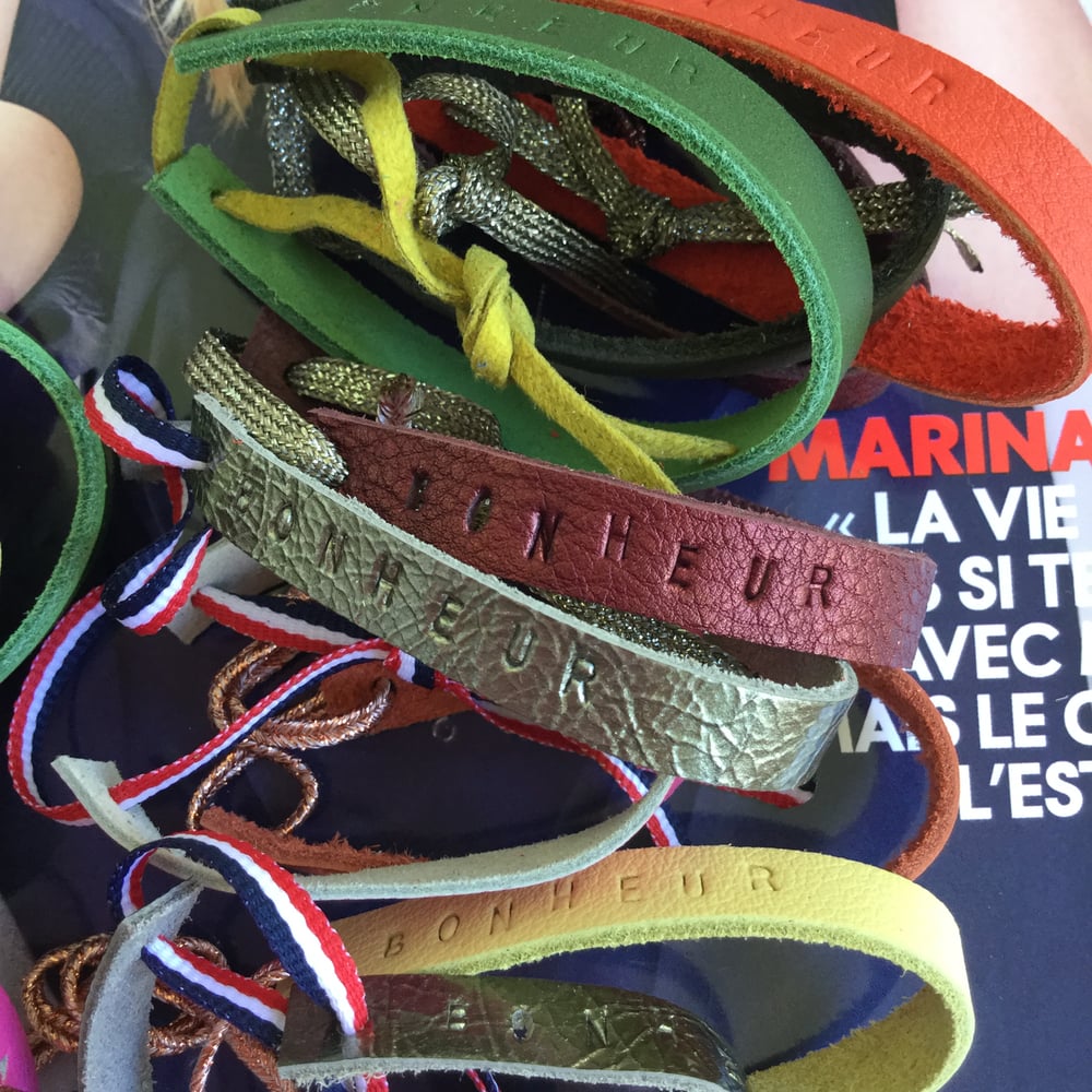 Image of Bracelets Bijoux 39 BONHEUR en cuir upcyclés