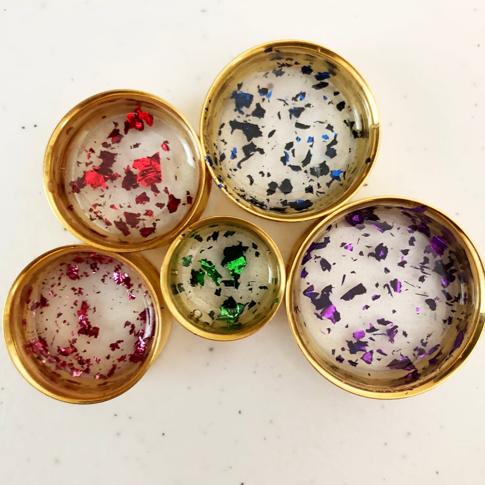 Image of Colored Metal Flake Plugs (sizes 0g-2")