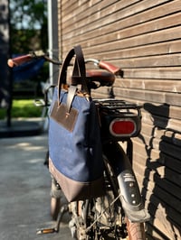 Image 2 of Waxed canvas pannier / bicycle bag with zipper closure / cycle tote bag / bike accessories