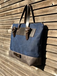 Image 5 of Waxed canvas pannier / bicycle bag with zipper closure / cycle tote bag / bike accessories