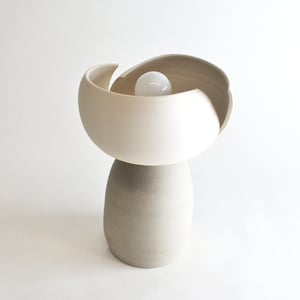 Image of split accent lamp - white & taupe. MADE TO ORDER