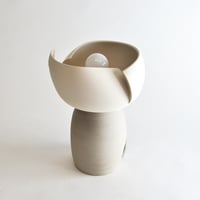 Image 2 of split accent lamp - white & taupe. MADE TO ORDER
