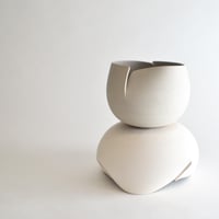 Image 1 of Split Accent Lamp - taupe and white