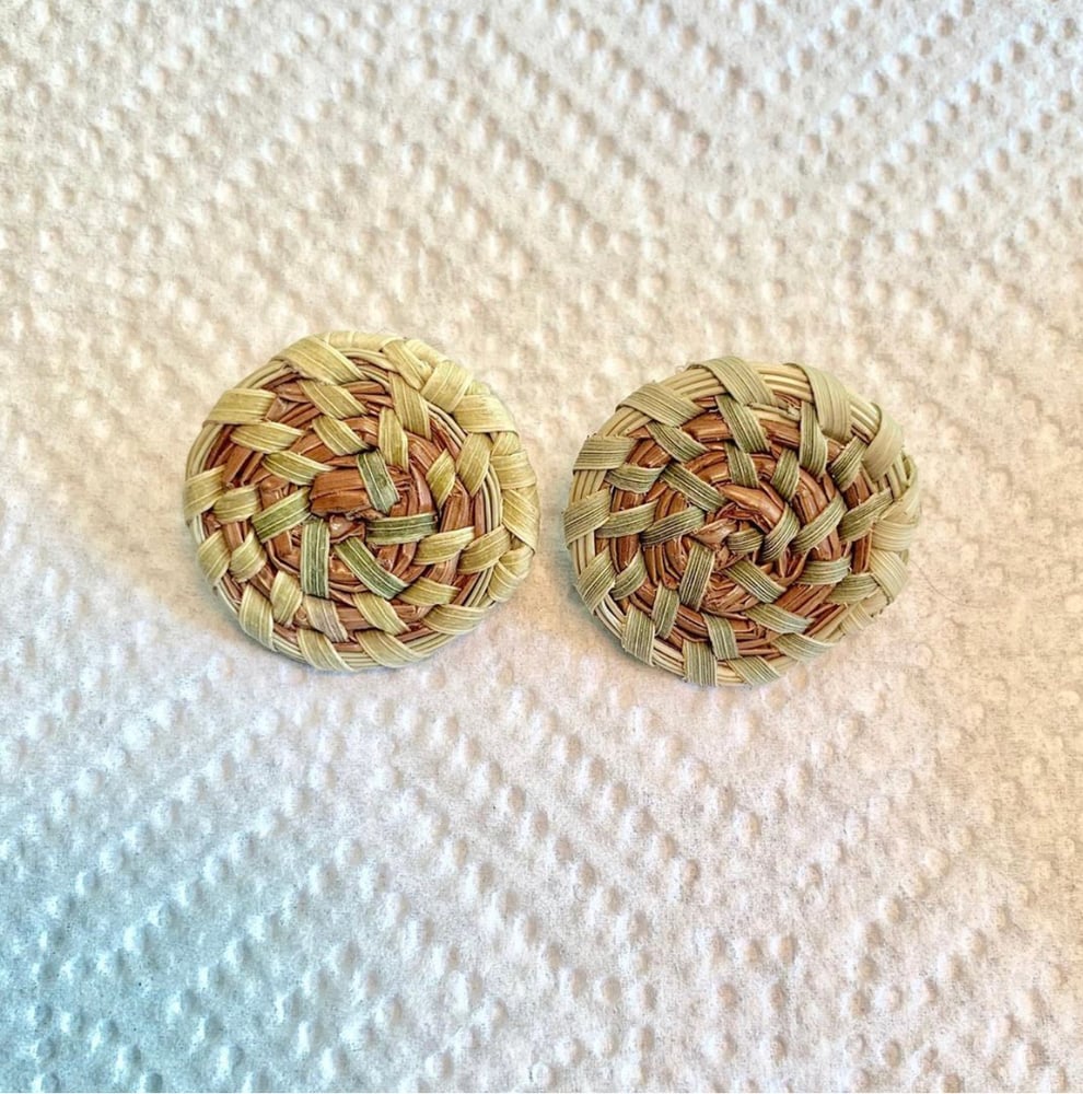 Image of Sweetgrass & Pine Needle Stud Earrings