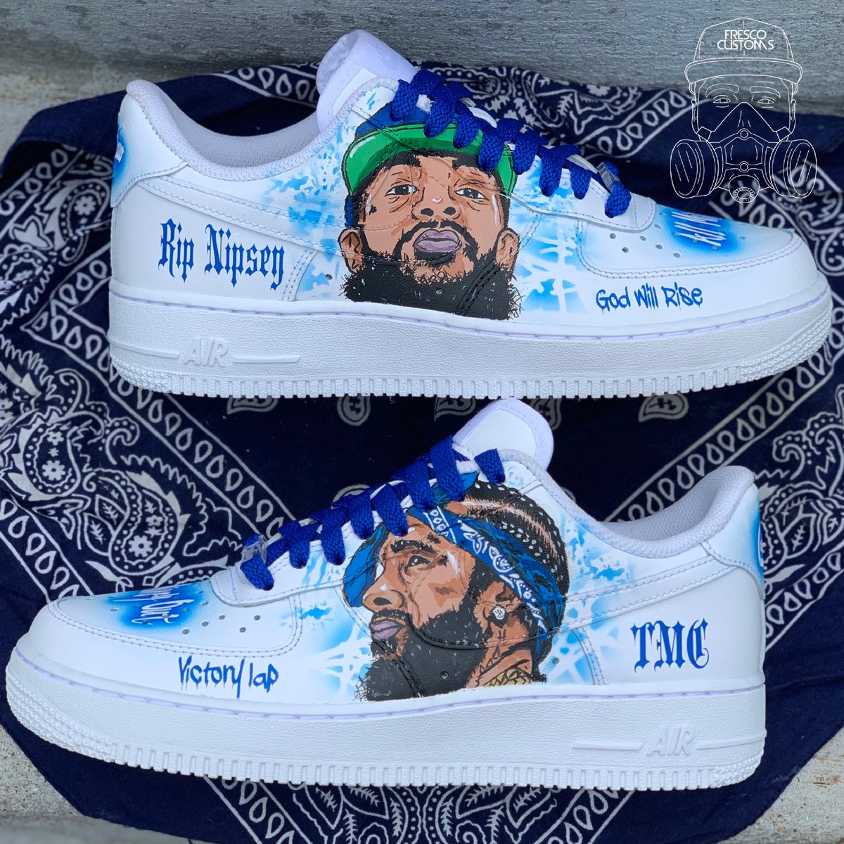 Nike Custom Hand-Painted Nipsey Hussle Tribute Air Force 1s – B Street Shoes