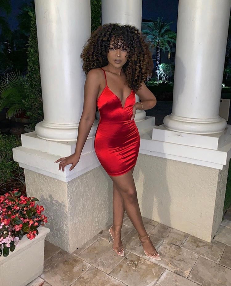 Sexy red satin sales dress