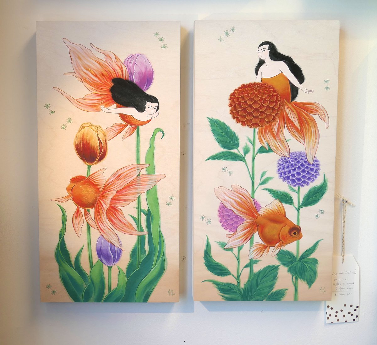Goldfish and Dahlias