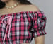 Image of Sophie Off Shoulder Set in Hot Pink Tartan