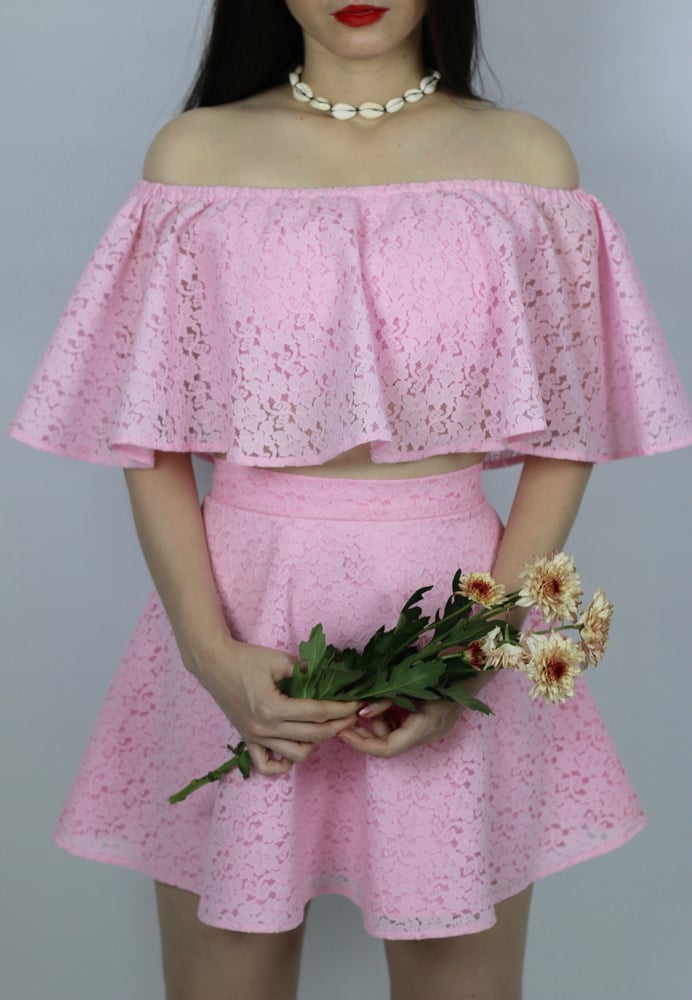 Image of Lolita Set In Rose Pink Lace