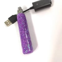 Iridescent Opal Lavender Purple Custom Handmade Glitter Bling Vape Pen & Charger