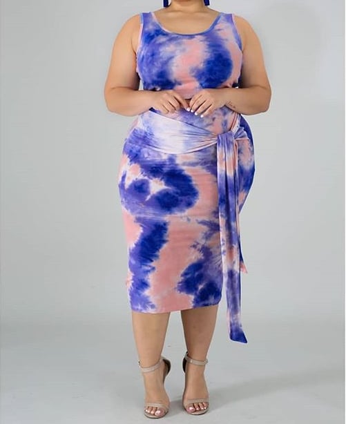 Image of “Luv’ Tie Dye” 2 Piece Skirt Set. (BLUE)