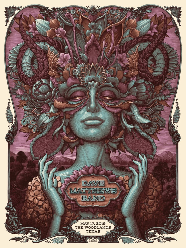 Image of Dave Matthews Band Woodlands Texas Gig Poster