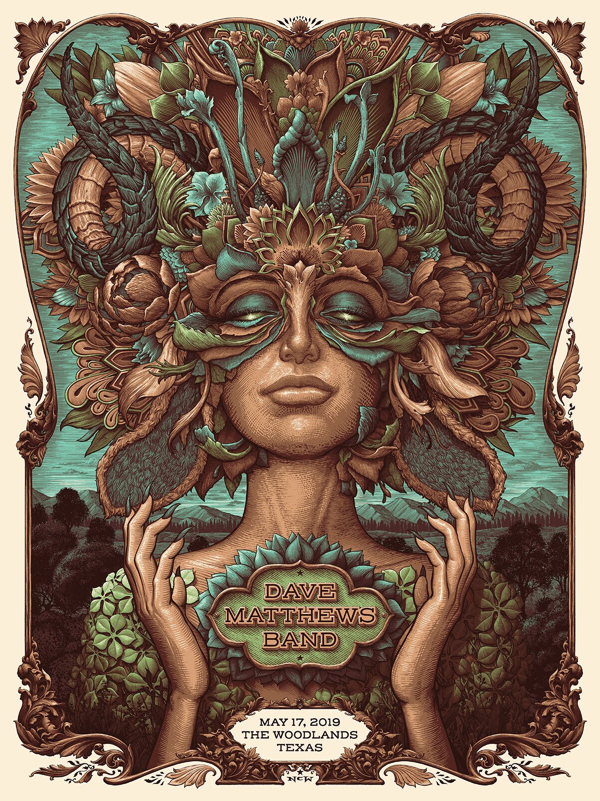 Dave Matthews Band Woodlands Texas Gig Poster / N.C.Winters