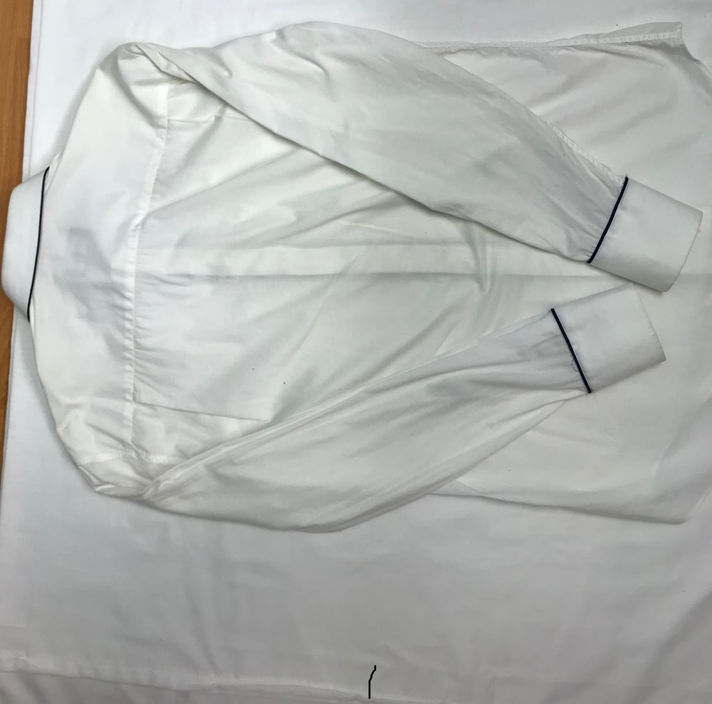 Image of Emporio Armani White Shirt w/ Navy Blue Piping