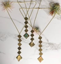 Image 2 of stone + brass long drop necklace
