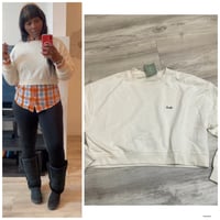 Cream oversized crop sweatshirt X-Large