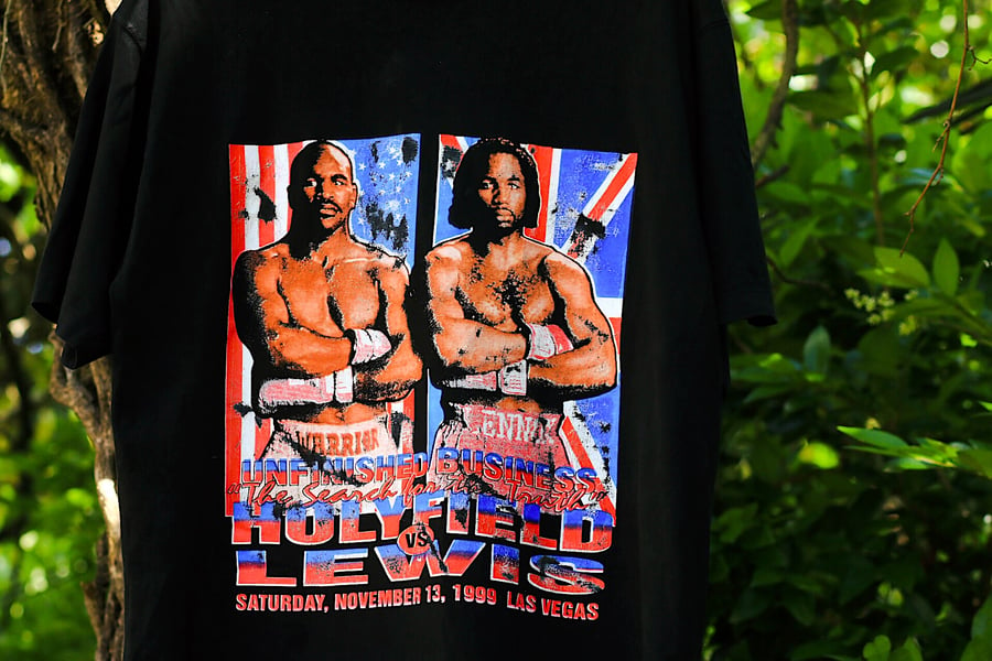 Image of  Rare 1999 Vintage "EVANDER Holyfield VS. LENNOX Lewis" Boxing Rap Tee