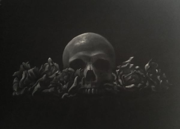 Image of Skull with Roses Study