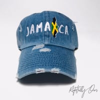Image 1 of Jamaica Distressed Blue Denim Dad Hat