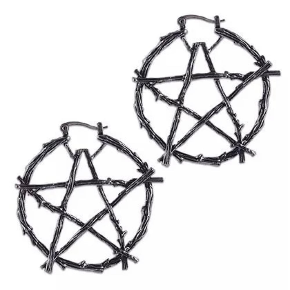 Image of Number 5 Pentacle Hoop earrings