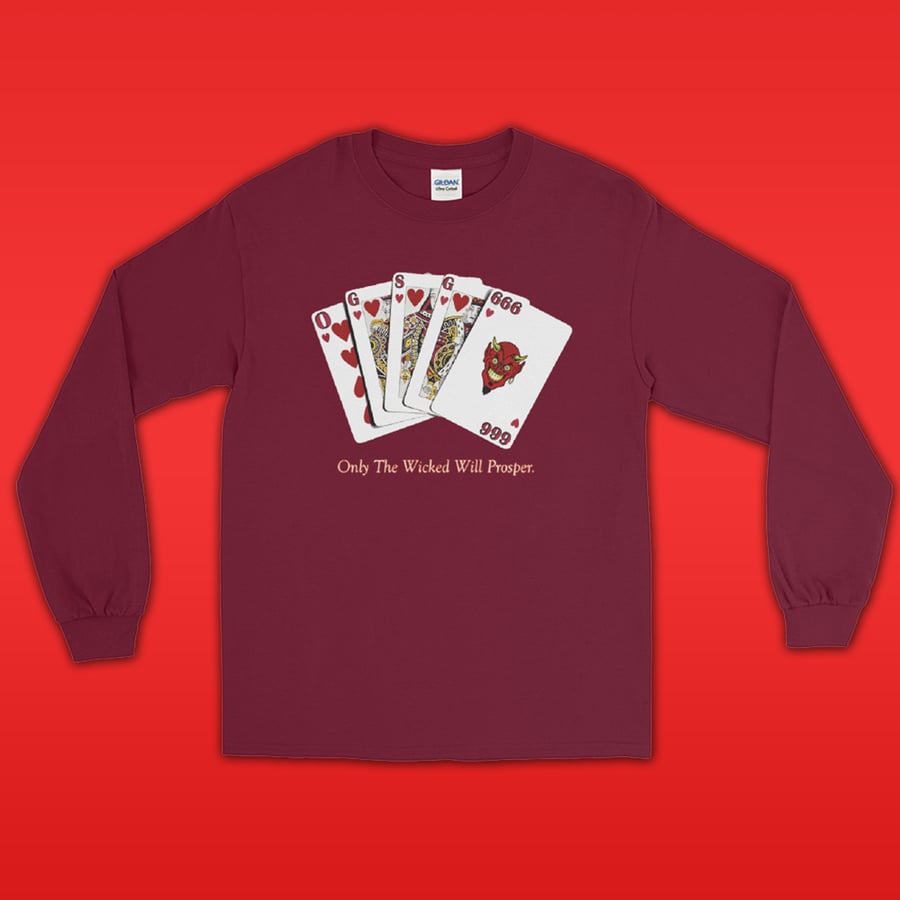 Image of Devils Cards Long Sleeve (Maroon)