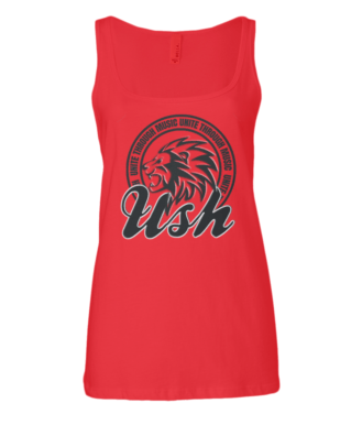 Image of USH LION WOMENS VEST - RUBY RED/BLACK LOGO 