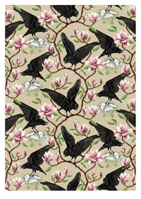 A2 Crow and Magnolia print 