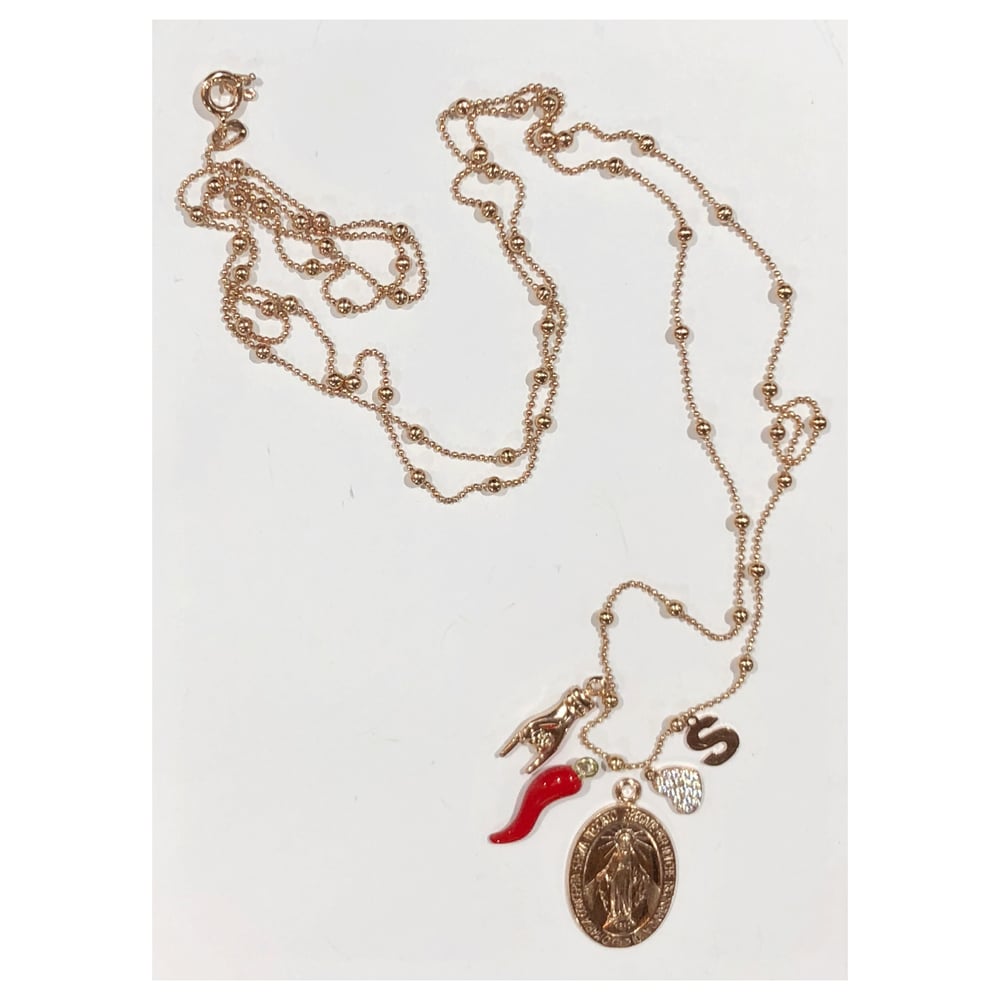 Image of Collana ciondoli personalizzata oro rosa