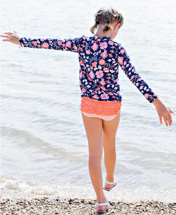 Image of Botanical Beach Long Sleeve Zipper Rash Guard Bikini