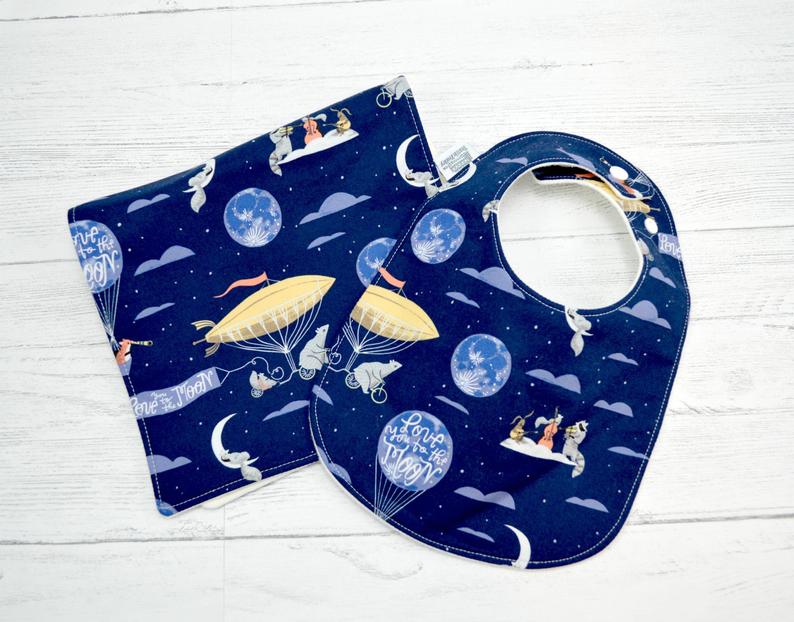 Image of Textile Trolley Bib and Burp Cloth Set