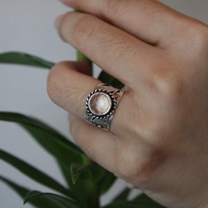 Image of Clear Quartz rose cut vintage style ring