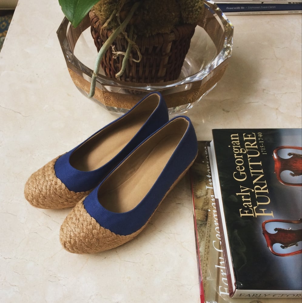 Image of Closed-Toe Platform Wedges 2-inch, Navy Blue