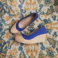 Image 1 of Closed-Toe Platform Wedges 2-inch, Navy Blue