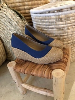 Image of Closed-Toe Platform Wedges 2-inch, Navy Blue