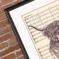 Image 3 of Highland Moo-Sic - highland cow illustration on sheet music