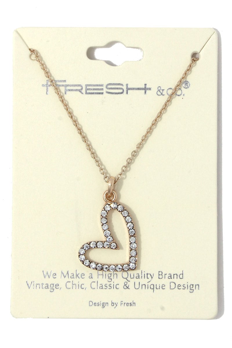 Image of Small Rhinestone Heart Necklace