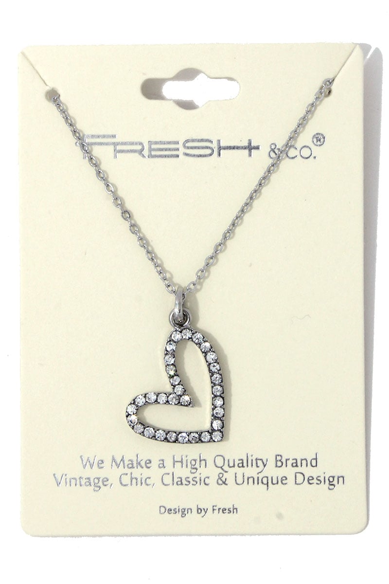 Image of Small Rhinestone Heart Necklace