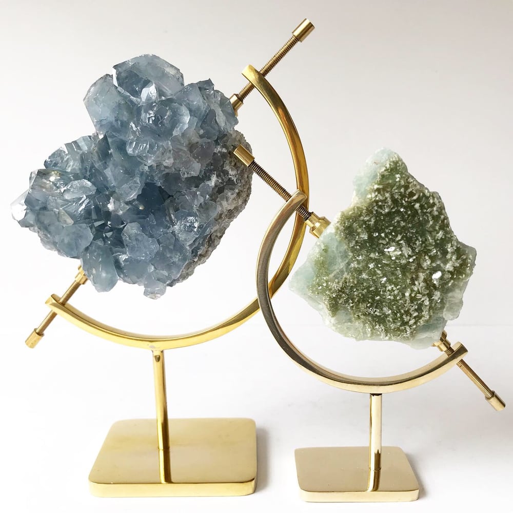 Image of Aquamarine no.26 + Brass Arc Stand