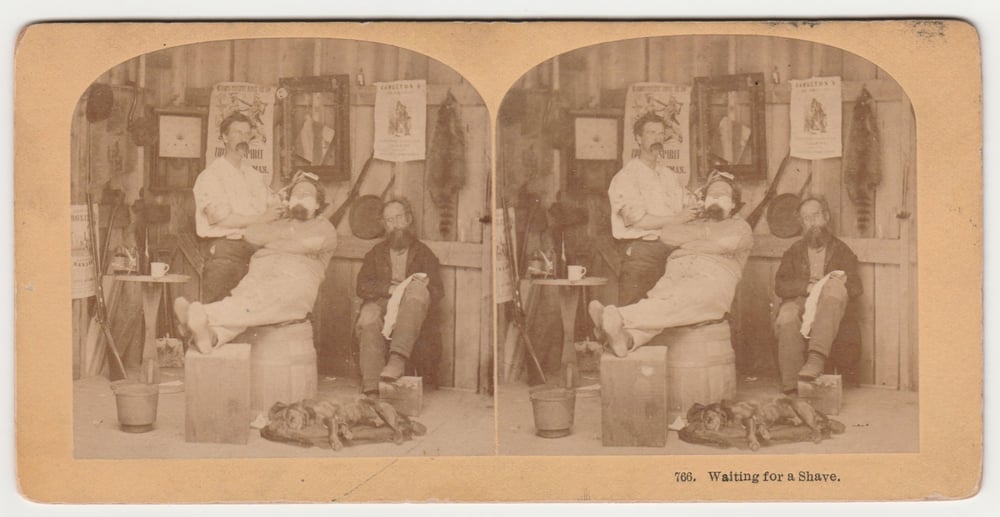 Image of KILBURN BROTHERS: Waiting for a Shave, stereoview 