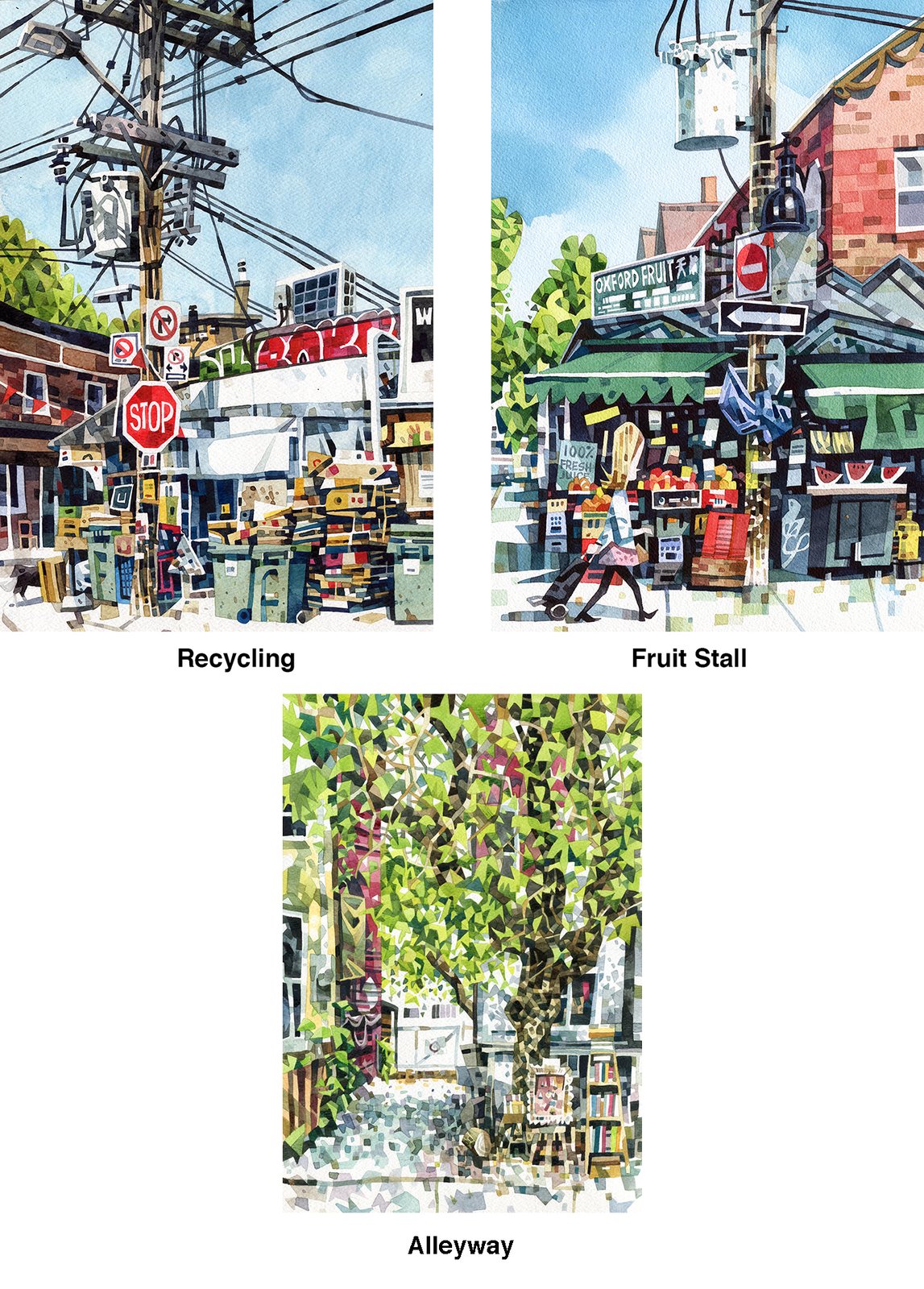 Toronto Streets Watercolour Print / Jonathan E Store