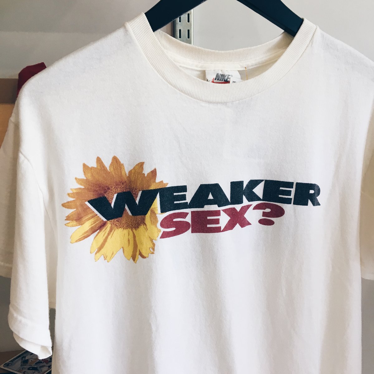 90’s USA製 vintage NIKE “WEAKER SEX?” tee Original Late 90's Nike Weaker Sex Tee. | Nike Tees Are The